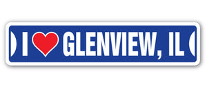 I Love Glenview, Illinois Street Vinyl Decal Sticker