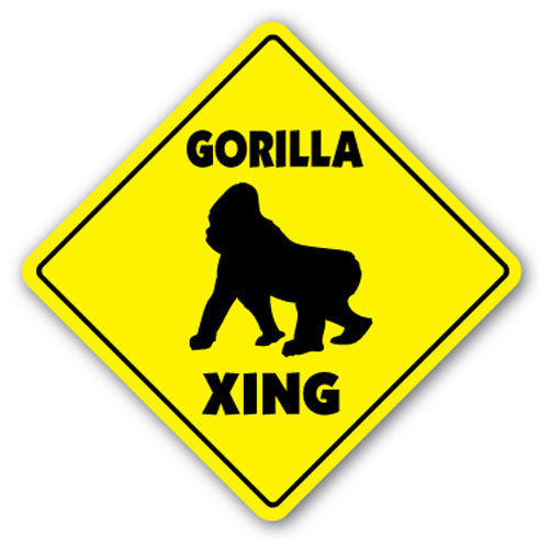 GORILLA CROSSING Sign novelty gift animals zoo wild Africa funny gag birthday