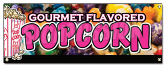 Gourmet Flavored Popcorn Banner