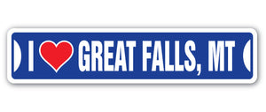 I Love Great Falls, Montana Street Vinyl Decal Sticker