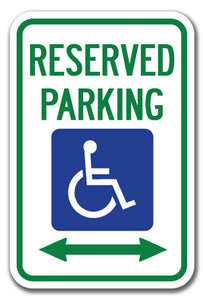 Reserved Parking with Handicapped Symbol and Arrow Pointing Left and Right