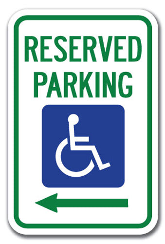 Reserved Parking with Handicapped Symbol with Left Arrow