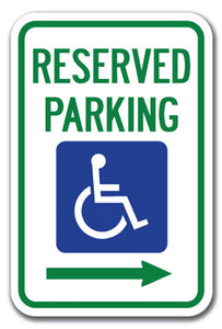 Reserved Parking with Handicapped Symbol with RightArrow
