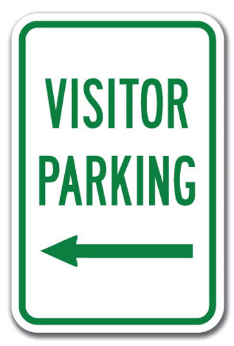 Visitor Parking with left arrow Aluminum Heavy Gauge Metal Parking Sig ...