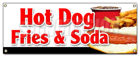 Hot Dogs Fries & Soda Banner