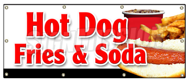 Hot Dogs Fries & Soda Banner