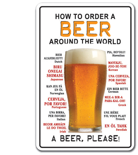 HOW TO ORDER A BEER AROUND THE WORLD Sign