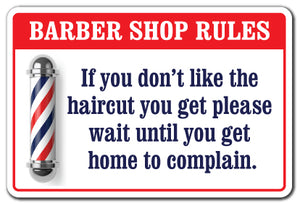 If You Don't Like Your Haircut Barber Shop Rules Vinyl Decal Sticker