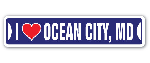 I Love Ocean City Md Street Vinyl Decal Sticker