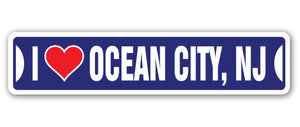 I LOVE OCEAN CITY NJ Street Sign beach summertime summer boardwalk