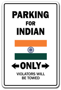 Parking For Indian Only India Flag National Pride Vinyl Decal Sticker