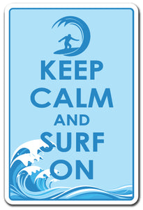 Keep Calm And Surf On Vinyl Decal Sticker