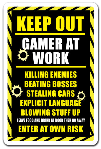Keep Out Gamer At Work Vinyl Decal Sticker