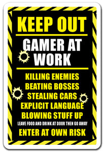 Keep Out Gamer At Work Vinyl Decal Sticker