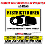 RESTRICTED AREA ~12 Signs & 12 Free Decals~ camera