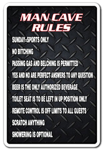 MAN CAVE RULES Parking Sign