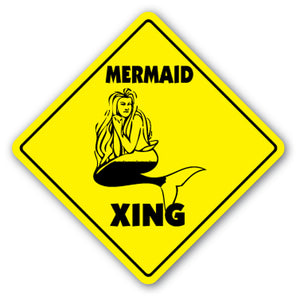 Mermaid Crossing Vinyl Decal Sticker