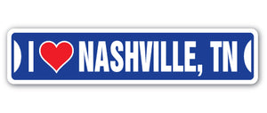 I Love Nashville, Tennessee Street Vinyl Decal Sticker