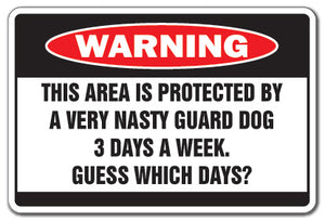 AREA PROTECTED BY NASTY DOG Warning Sign
