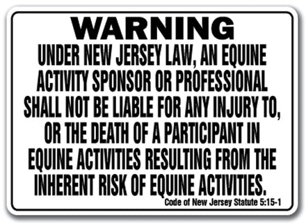 NEW JERSEY Equine Sign