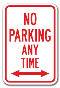 No Parking Any Time with double arrow