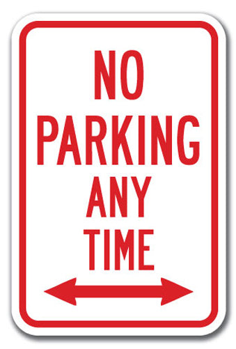 No Parking Any Time with double arrow