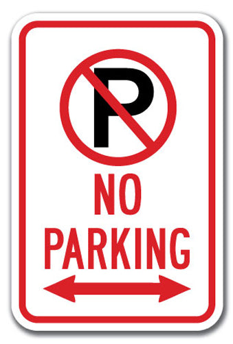 No Parking with ''P'' No Parking symbol & double arrow