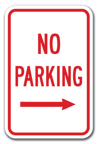 No Parking with right arrow