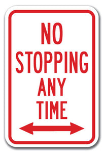 No Stopping or Standing - No Stopping Any Time with double arrow