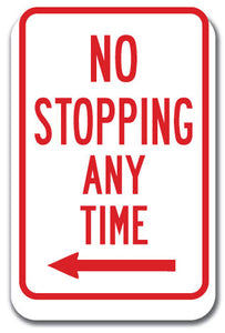 No Stopping or Standing - No Stopping Any Time with left arrow