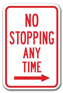 No Stopping or Standing - No Stopping Any Time with right arrow