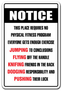 No Physical Fitness Vinyl Decal Sticker