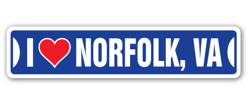 I LOVE NORFOLK, VIRGINIA Street Sign