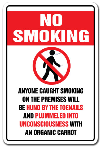 No Smoking Hung By Toenails And Plummeled Vinyl Decal Sticker