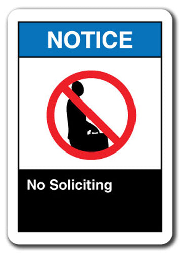 Notice Sign - No Soliciting