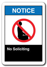 Notice Sign - No Soliciting