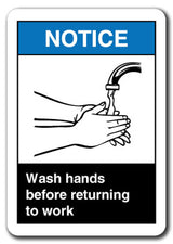 Notice Sign - Wash Hands Before Returning To Work