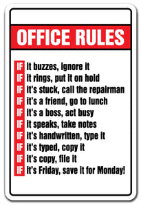 Office Rules Vinyl Decal Sticker