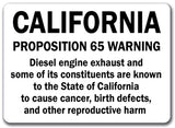 California Proposition 65 Warning Sign - Diesel Exhaust...10x14 OSHA Safety Sign