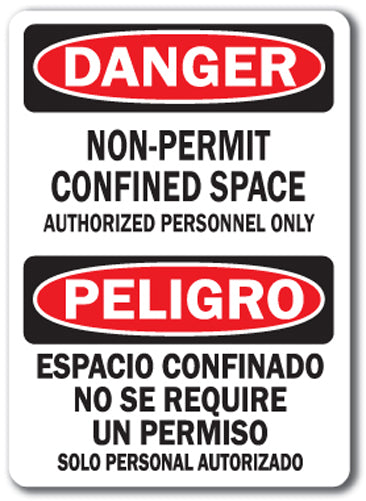 Danger Sign - Confined Space Non Permit (Bilingual)