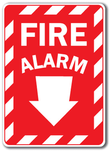Fire Alarm Emergency Sign with Arrow