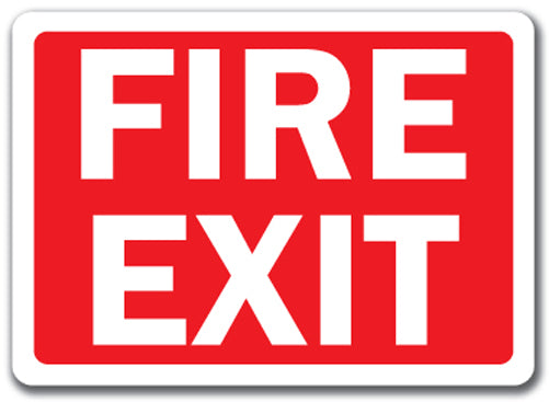 Fire Exit Sign (white text on red background)