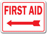 First Aid with Left Arrow Sign (red on white)