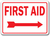 First Aid with Right Arrow Sign (red on white)
