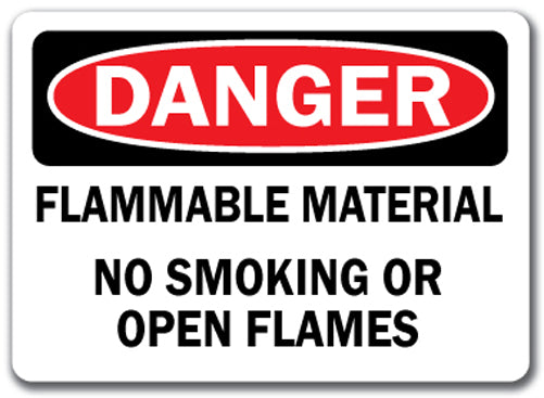 Danger Sign - Flammable Material No Smoking Or Flames
