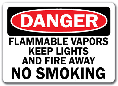 Danger Sign - Flammable Vapors Keep Lights & Fire Away