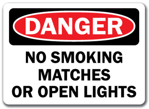 Danger Sign - No Smoking Matches or Open Lights