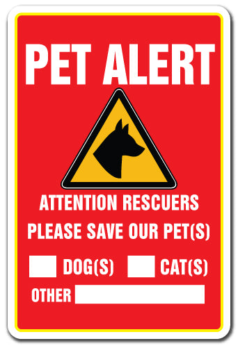 Pet Alert Vinyl Decal Sticker