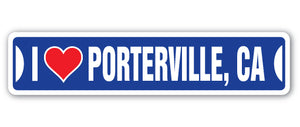 I Love Porterville, California Street Vinyl Decal Sticker