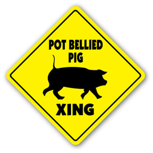 Pot Bellied Pig Crossing Vinyl Decal Sticker